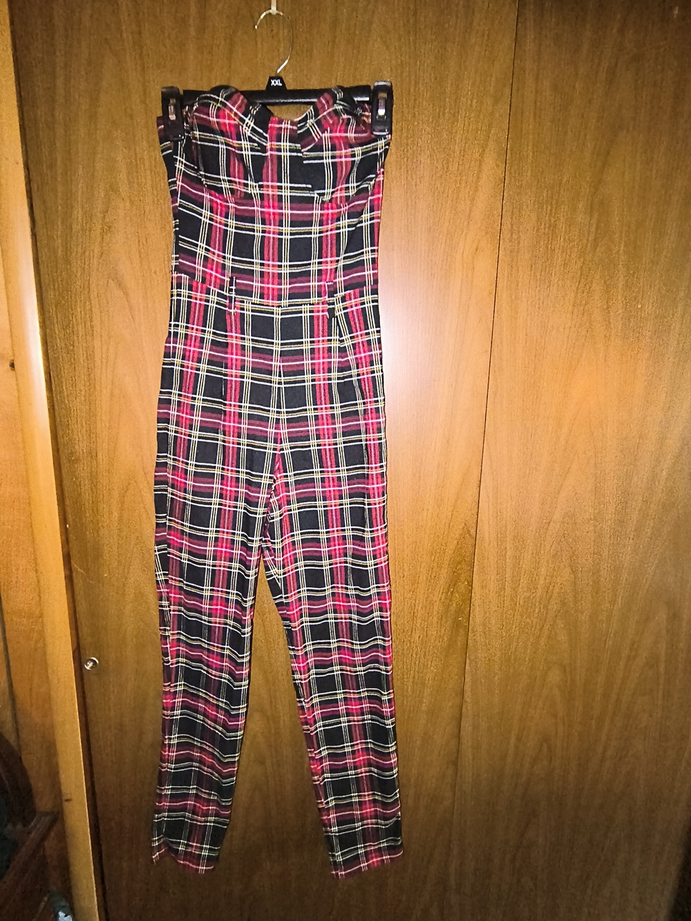 LIKE AN ANGEL Vintage Strapless Plaid Jumpsuit Size Small